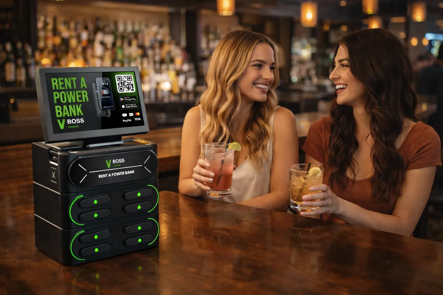 VBoss charging station at a bars & restaurants venue