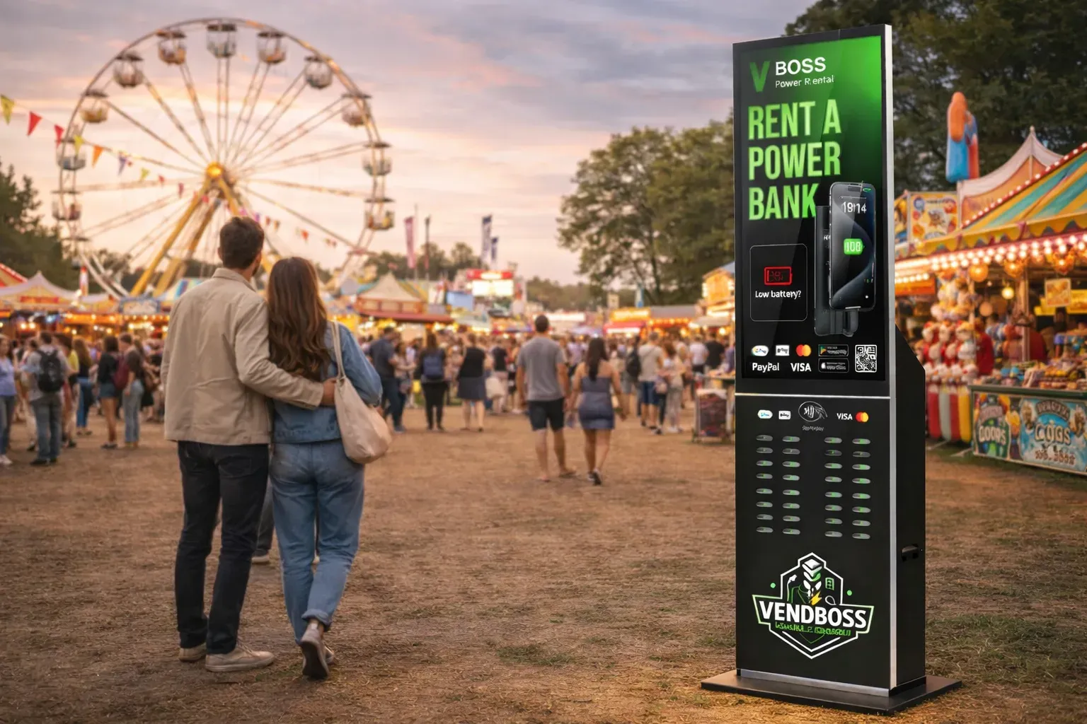 VBoss charging station at a events & festivals venue